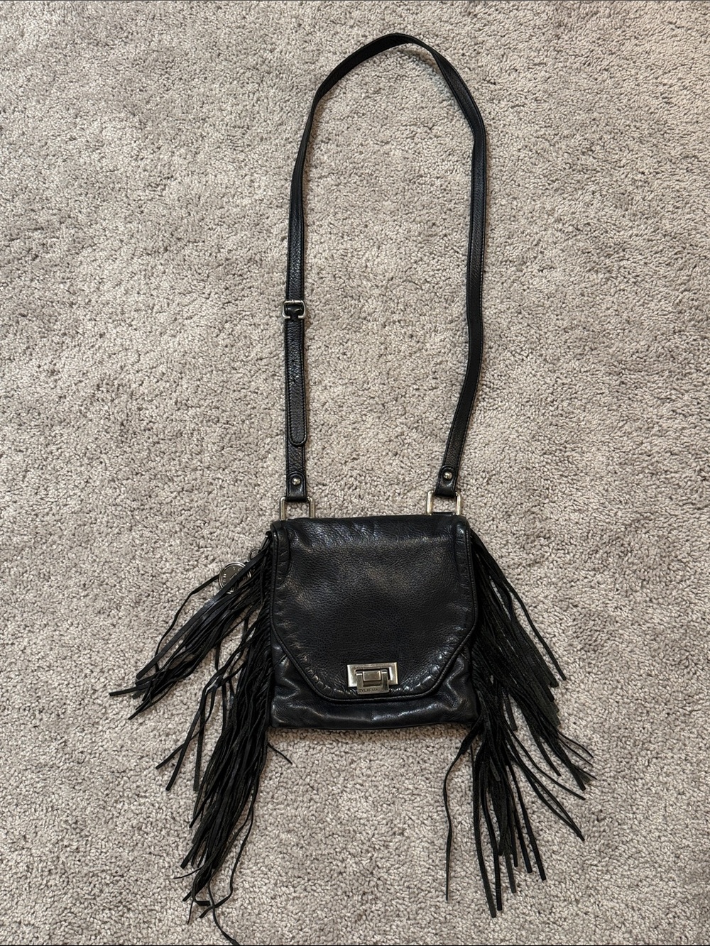 Tylie Malibu Black Fringe Crossbody Bag